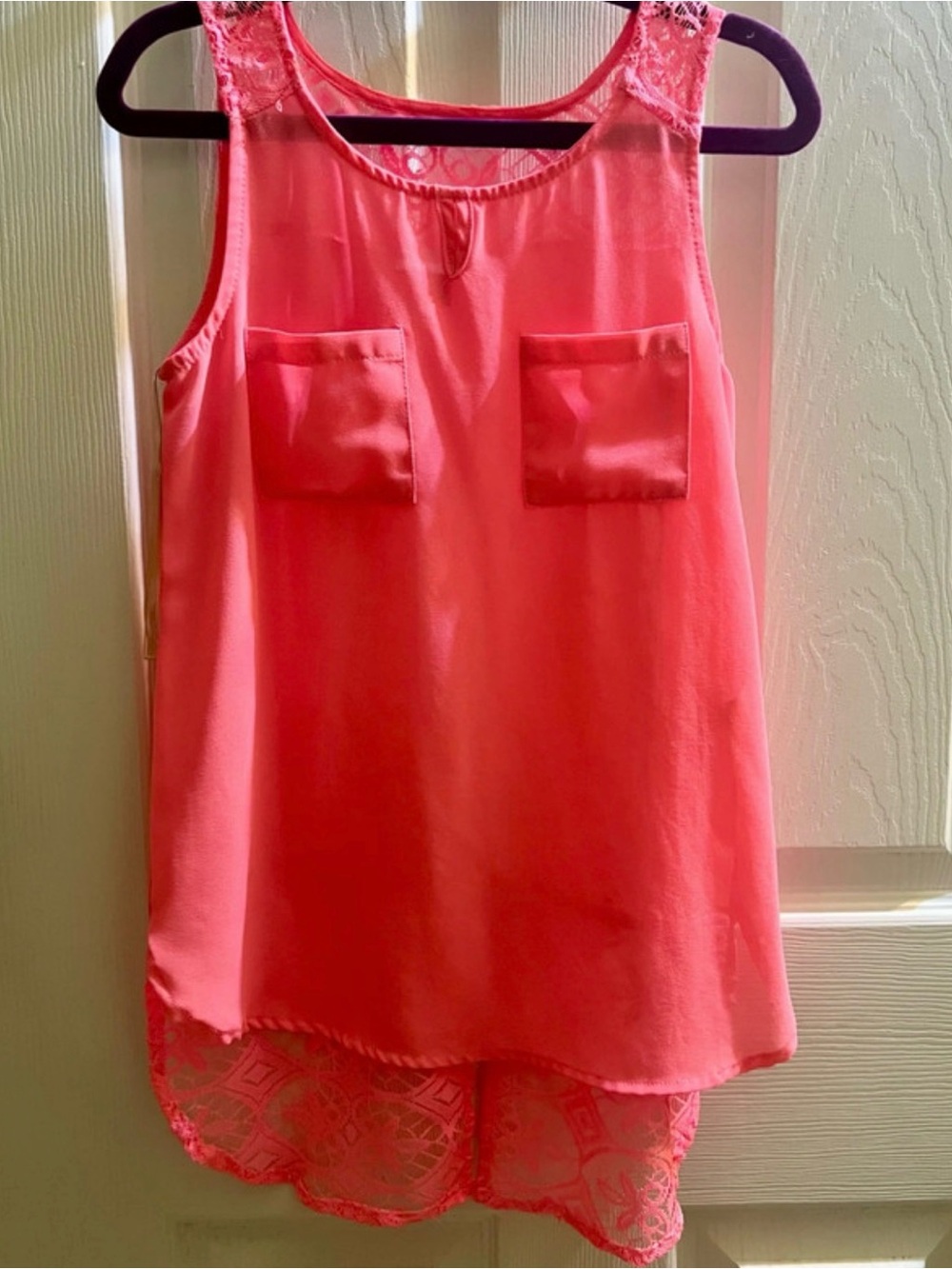 GB Girls Coral Lace-Back Sleeveless Tank Top